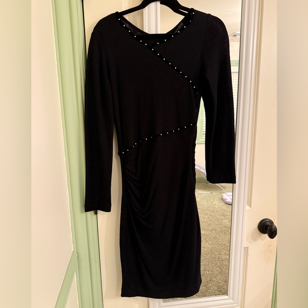 Maje Black Dress with rhinestone Details
